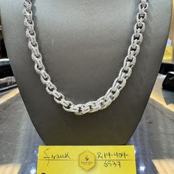 925 Silver, Moissanite designer chain (Chino Links). 10MM 22