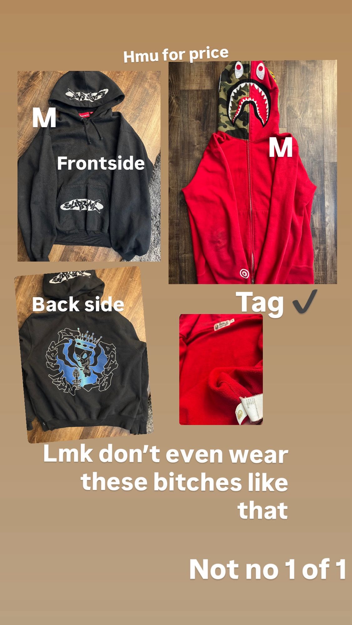 Supreme Hoodie And Bape Zip Up