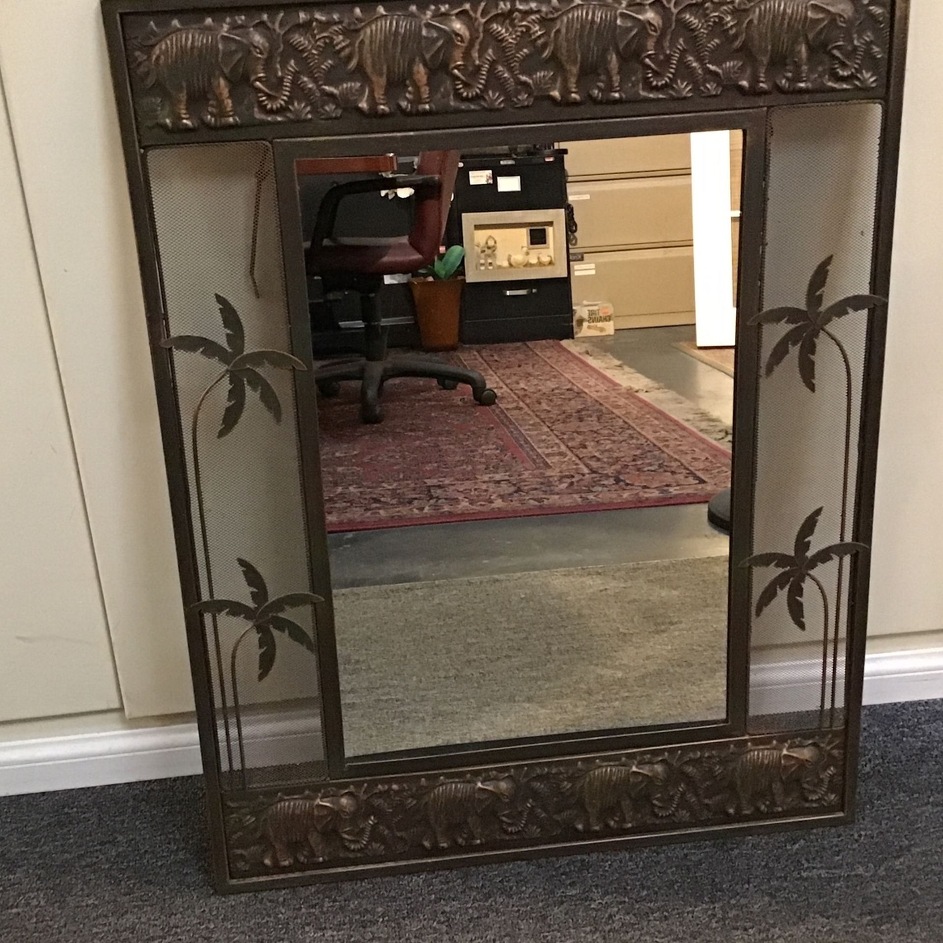 Elephants & Palm Trees Metal Mirror