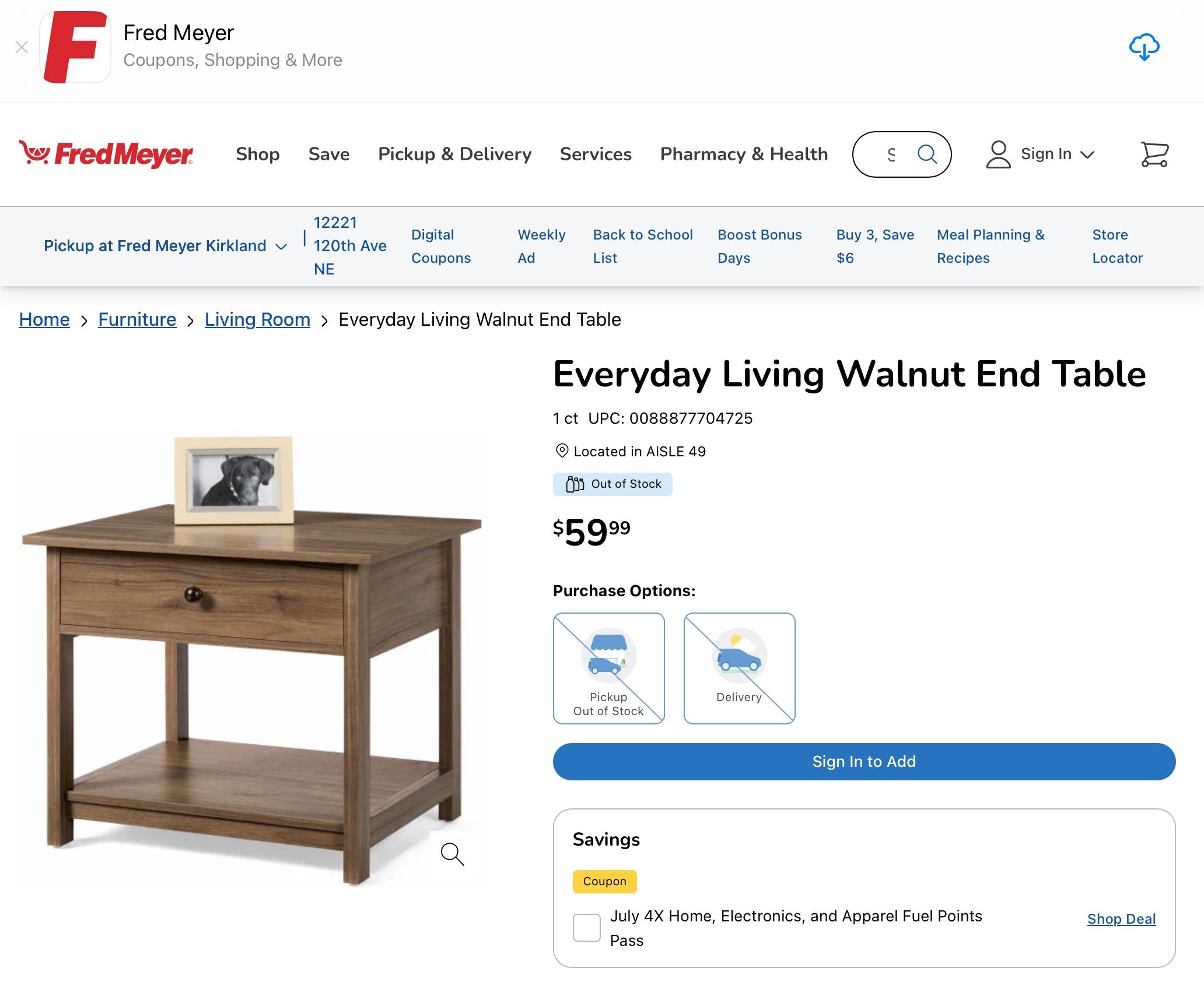 Everyday Living Walnut End Table