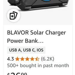 BLAVOR Solar Charger Power Bank 10,000m