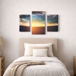 Modern 3-panel sunset wall art set