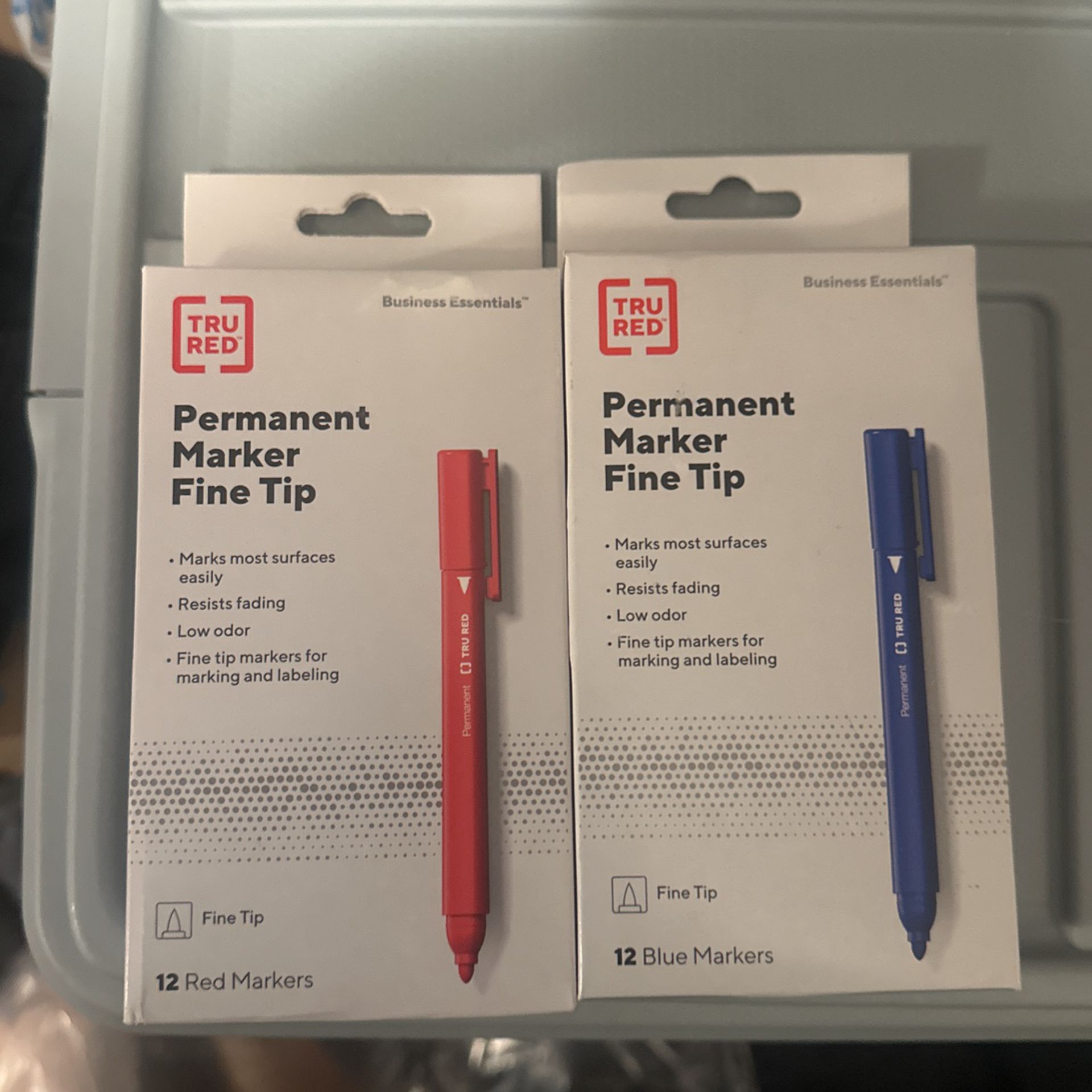 Tru Red Permanent Markers Red & Blue