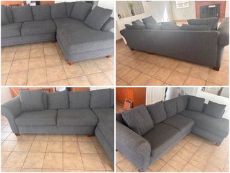 Very large L shape gray sectional sofa couch must sell moving sale