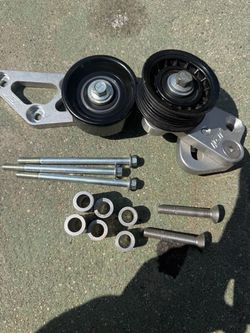 Ict billet tensioner and alternator bracket pulley