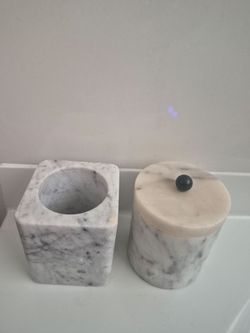 Marble Bathroom Accessory Set – 2 Pieces