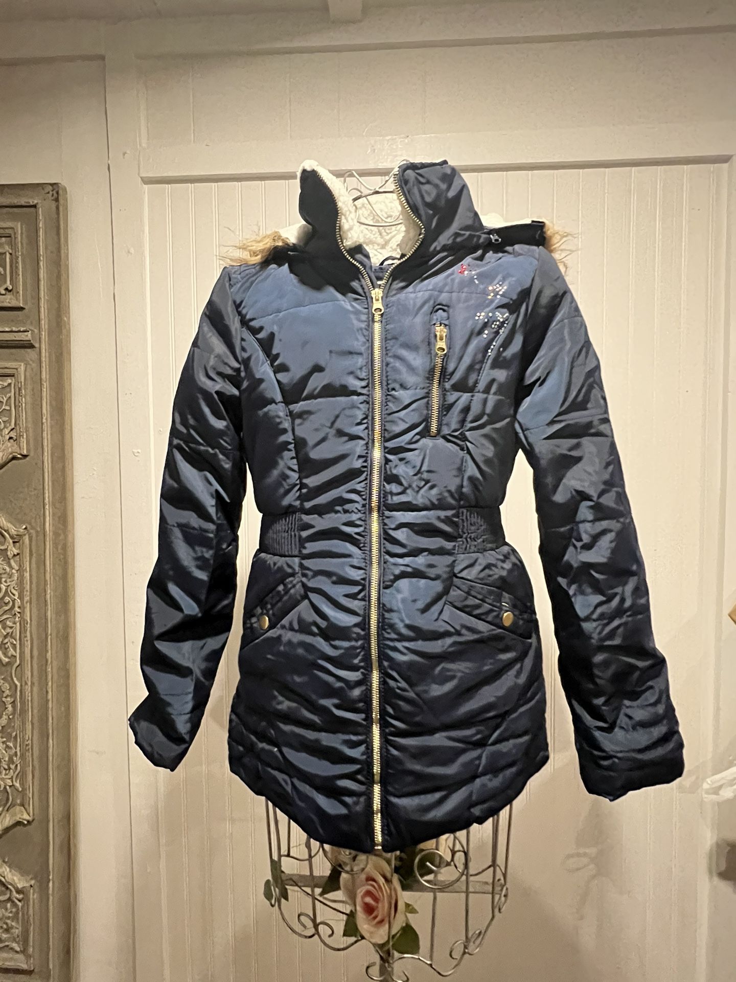 MISS LONDON Blue Coat Size  S (tag says juniors)