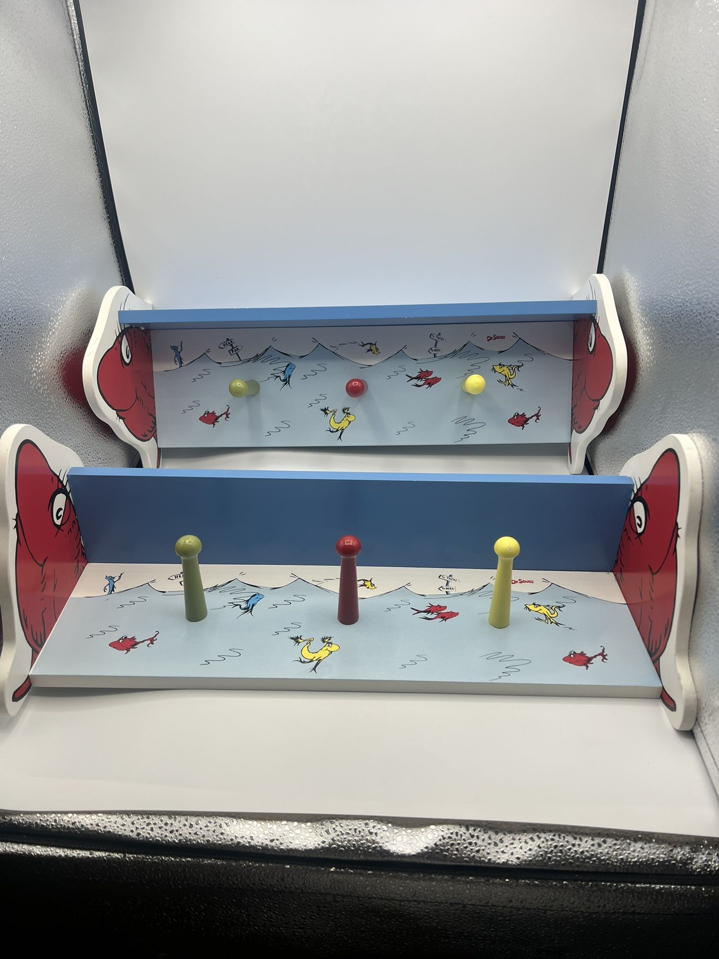 2 - Dr. Seuss Trend Lab One Fish Two Fish Shelf with Pegs Decor