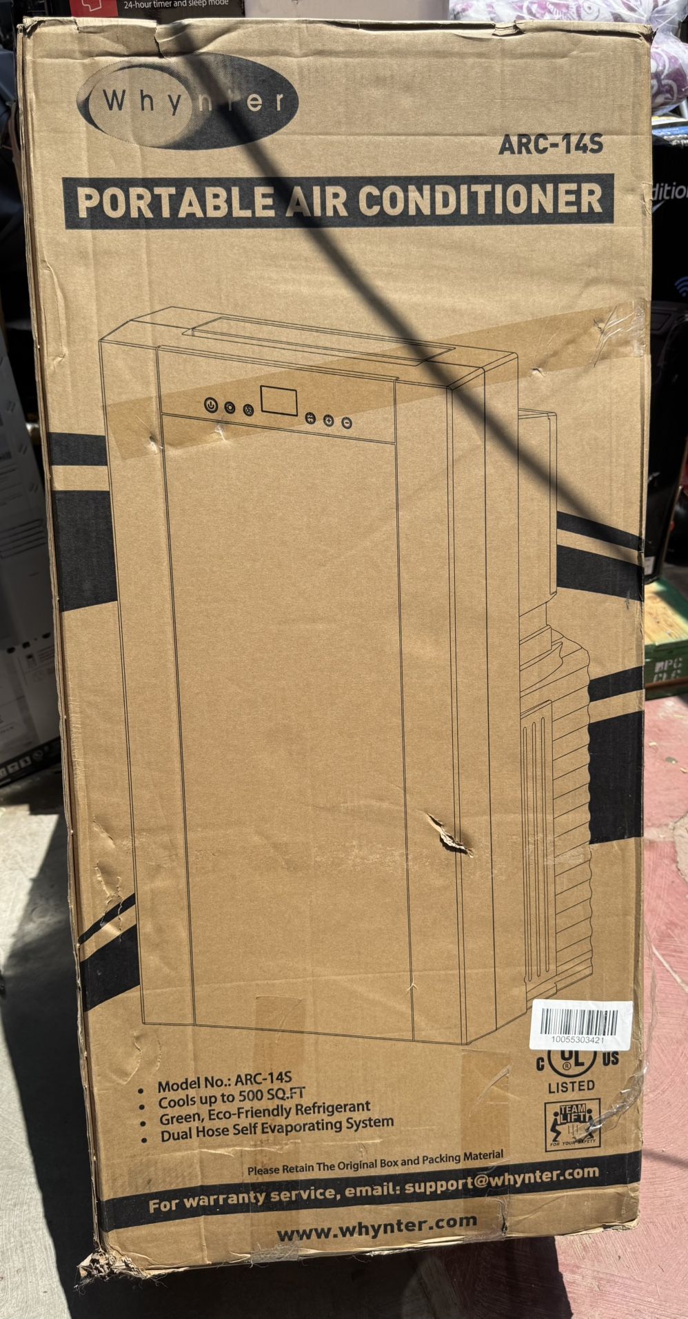 Whynter Portable Air Conditioner 9,500 BTU (14,000 BTU ASHRAE), Cools 500 sq. ft. with Heater, Dehumidifer, Remote in Black