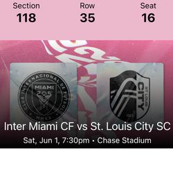 6/1 Inter Miami v St. Louis (1 Ticket - Central Seating To See MESSI!)