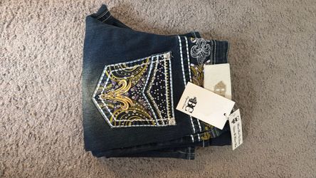 Dark Blue Embroidered Women's Jeans