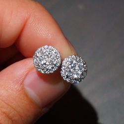 14k VS Natural Diamonds Over 1ct Cluster Earrings 10mm