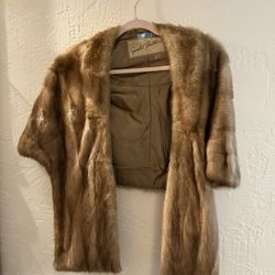 Gimbel Brothers Vintage Tan Mink Capelet Shawl Stole