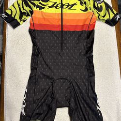 Mens XL Zoot Compressor  Short Sleeve  Cycling Skinsuit Speedsuit Race Fit  Tropical theme 
