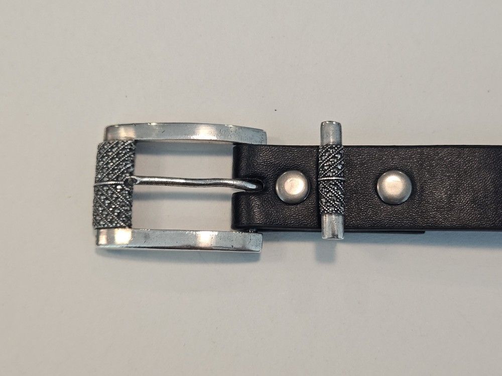 VIintage Judith Jack Sterling Silver 2 Piece Belt Buckle And Leather Belt