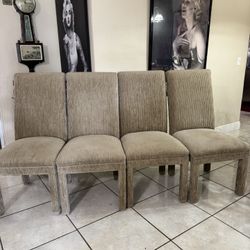 4 Upholstered High-Back Dining Chairs- Good Condition