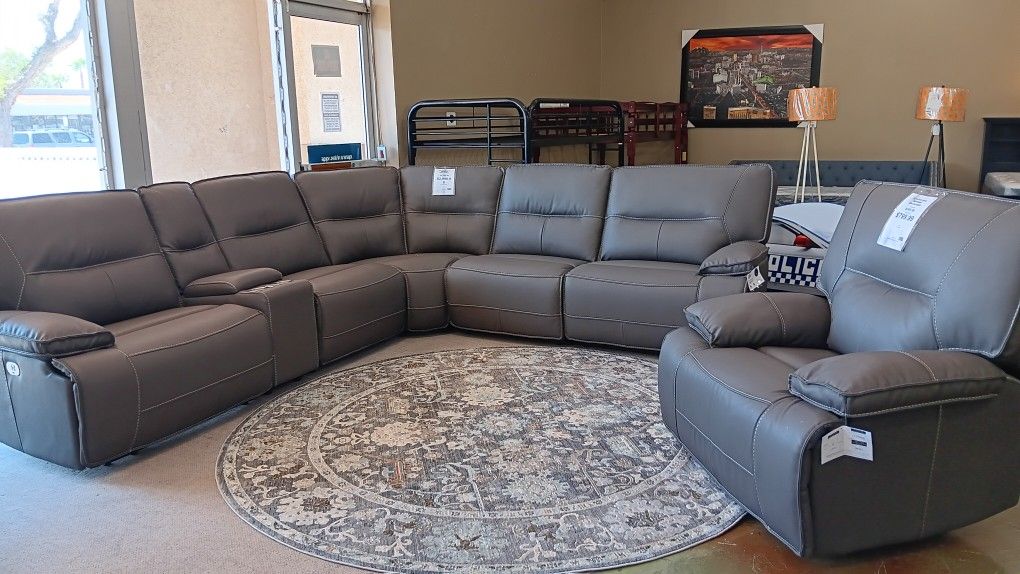 Grey Reclining Sectional 
