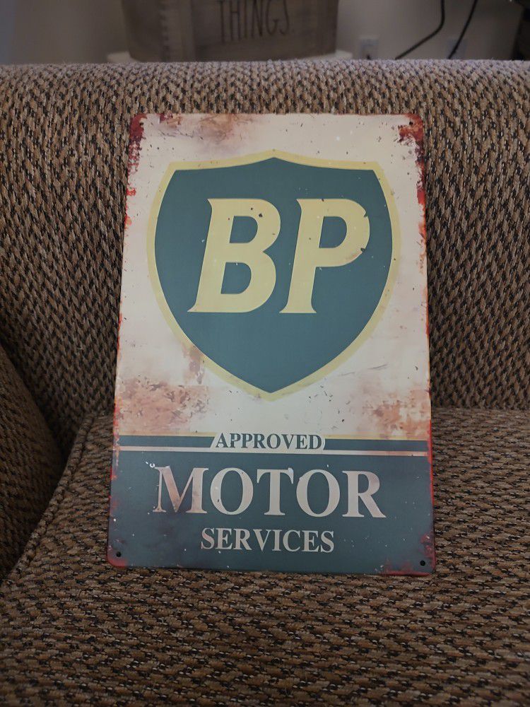 BP METAL SIGN.  12" X 8".  NEW.  PICKUP ONLY
