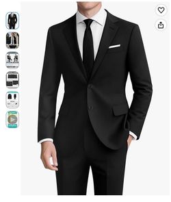 Men's Suit 2-Piece Slim Fit,Two-Button Blazer and Adjustable Waist Pants 44S 36W