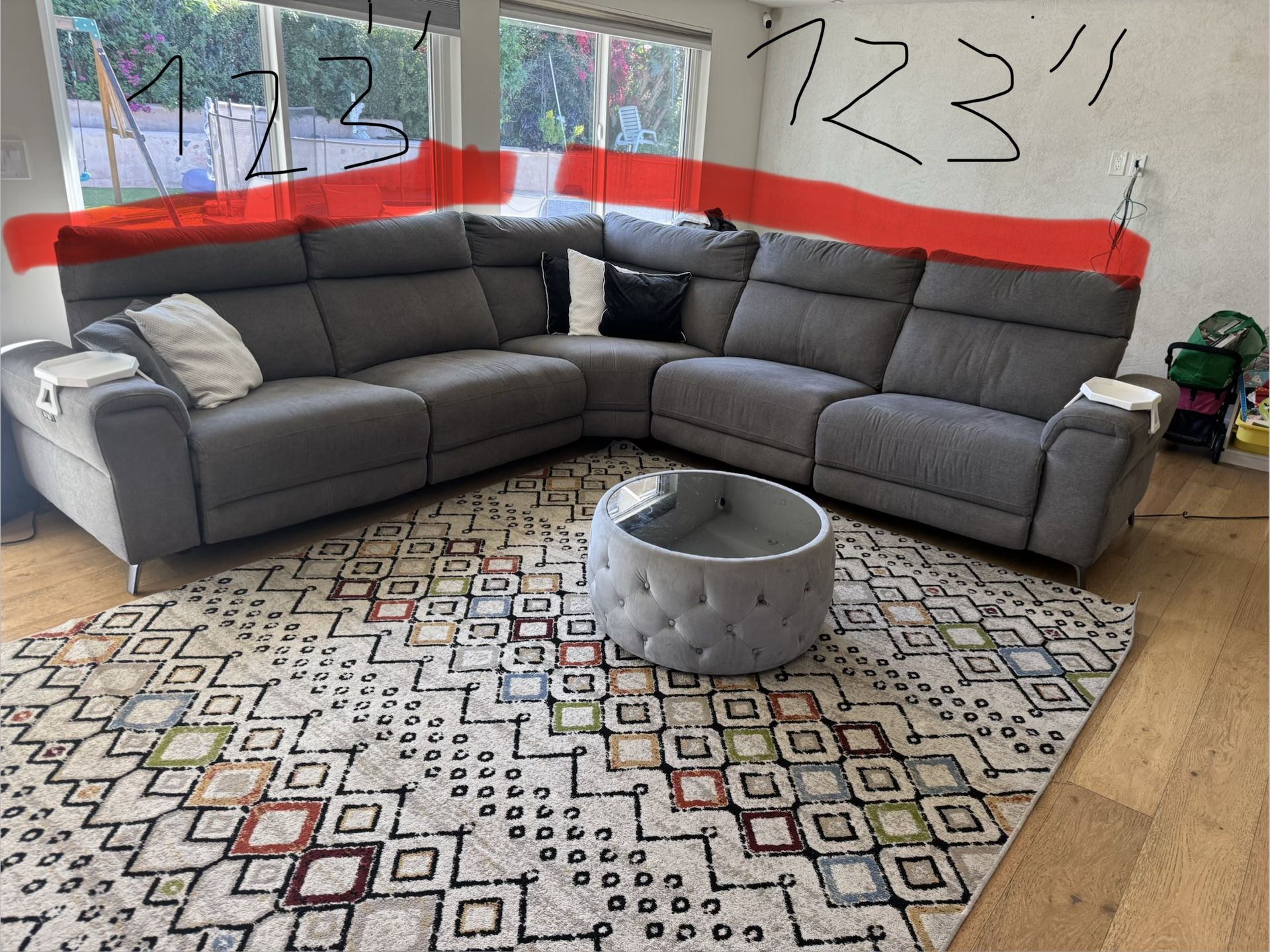 Gray Recliner power Sectioanl Sofa