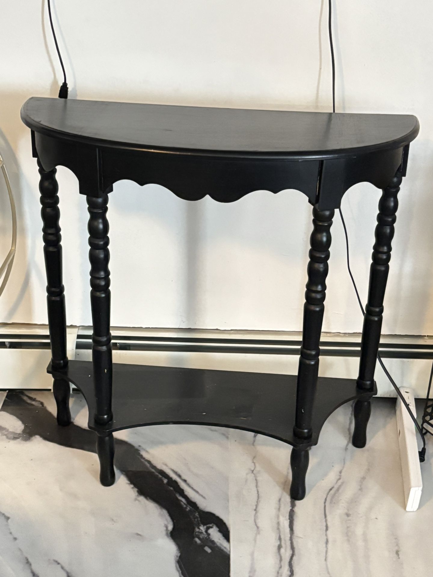 Decor Therapy Simplify Half Round Accent Table, Shelf Side, 28.5" x 28.5" x 12" - Black