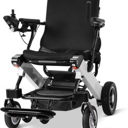 Careboda Intelligent Lightweight Foldable Electric Wheelchair, 15.5 Miles Range All Terrain Comfortable Motorized Wheelchair, 2x180W Powerful Motor, A