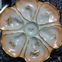 Beautiful Antique French Limoge Oyster Plate 