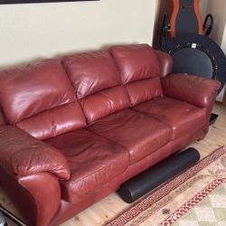 Matching Red Leather Couch And love Seat