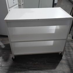 White Book Shelf/Shelves With Rolling Wheels 