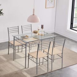 Metal Dinning Set 4 Chairs