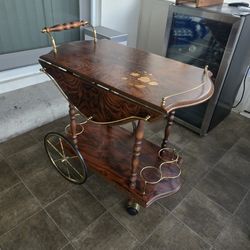 Vintage MCM Italian Rosewood Bar Cart / Tea Trolley