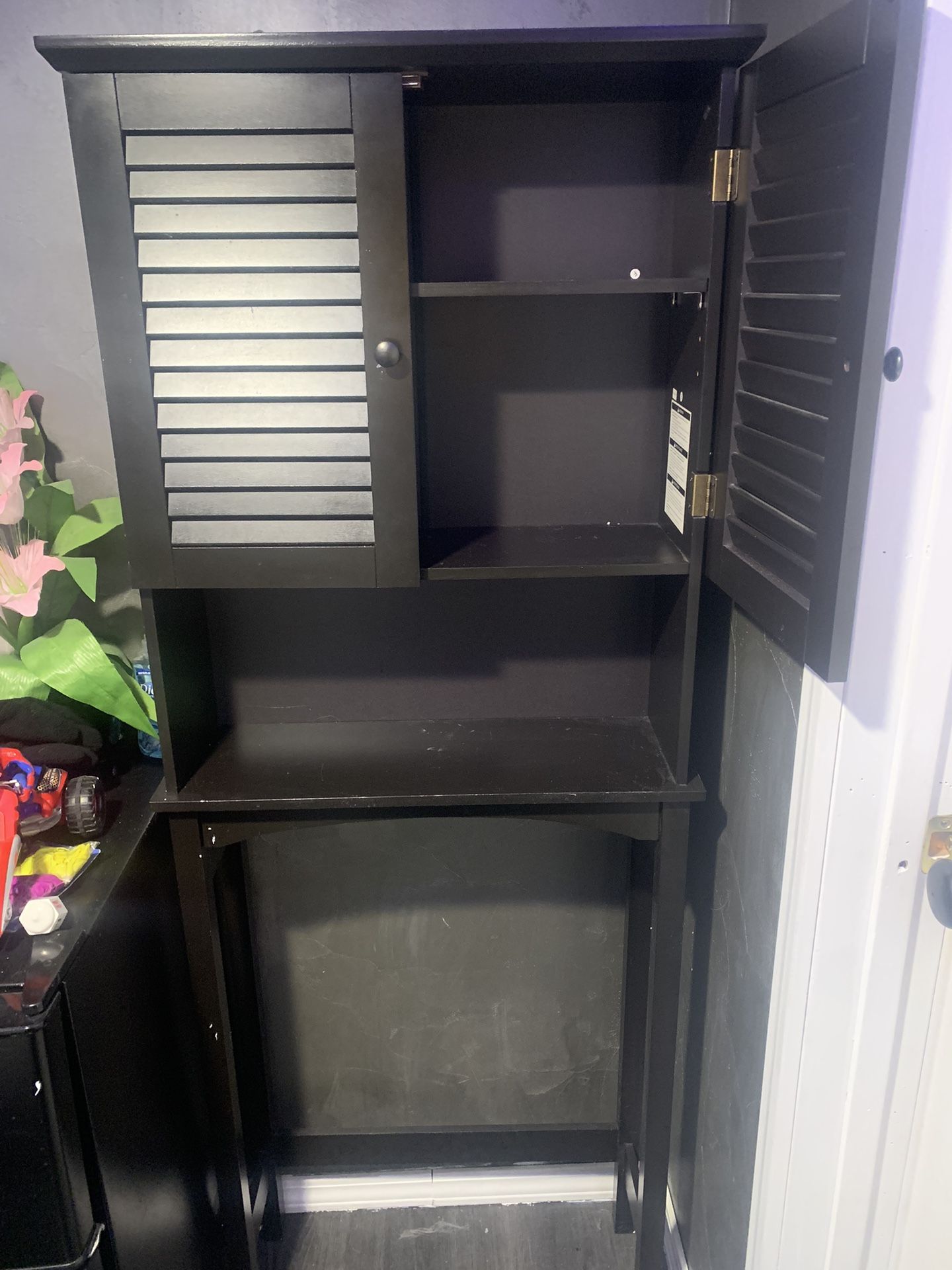 over the Toilet Space Saver Shelves With Doors Brown Color