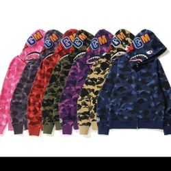 BAPE shark full zip hoodie in multiple colors 