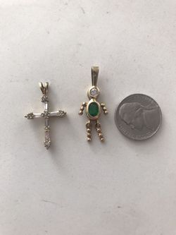 2 silver necklace charms gold plated 