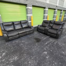 Beautiful Grey Gray Sofa Sectional Recliner Couches Living Room Set Leather Modern Contemporary 