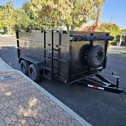 NEW DUMP TRAILERS 12x8x4 ROLLING TARP AND SPARE TIRE 2025 YEAR ELECTRIC BRAKES LIGHTS REMOTE CONTROL TITLE IN HAND READY FOR WORK FOR ANY QUESTION TEX