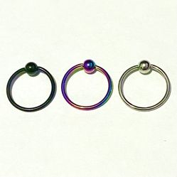 Captive Bead Ring Hoop 16g 13mm 1/2" Lip Ear Nose