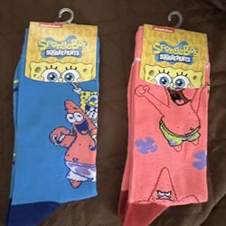 new 2 pair spongebob squarepants socks 