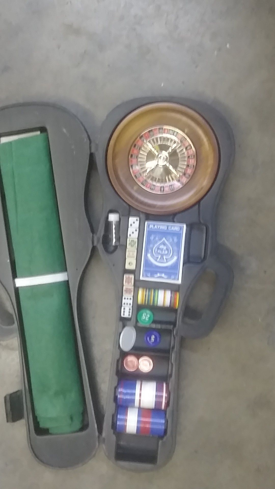 Violin case with roulette wheel inside