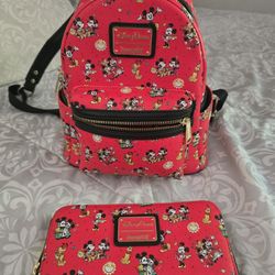 Mickey And Minnie Backpack Set