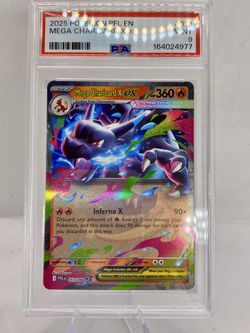 Pokemon PSA 9 Mega Charizard X ex 013/094 Me02 Phantasmal Flames EN Holo mint