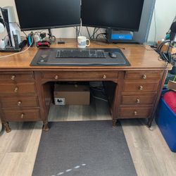 Solid Oak Executive Desk