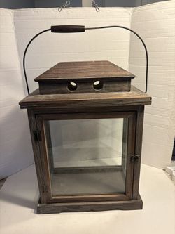 Brown Rustic Farmhouse Wood Lantern 20”