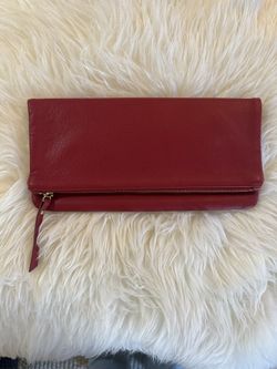 Banana Republic Red Fold-Over Leather Clutch