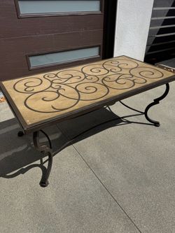 Heavy Wrought Iron Coffee Table – Decorative Scroll Design – Made in Mexico