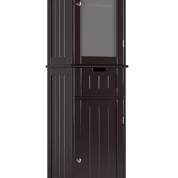 Tall Dark Wood Cabinet Storage