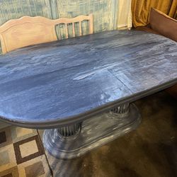 Blue Acrylic Pour Dining Table 