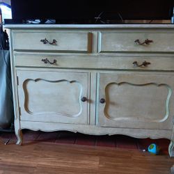 Vintage Mid-century French Style Sage Green Dresser 