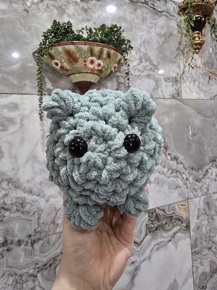 Crochet Green Loaf Cat Plushie
