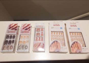 Lot of 5 KISS Press-On Nails imPRESS Manicure & Gel Fantasy Toenails